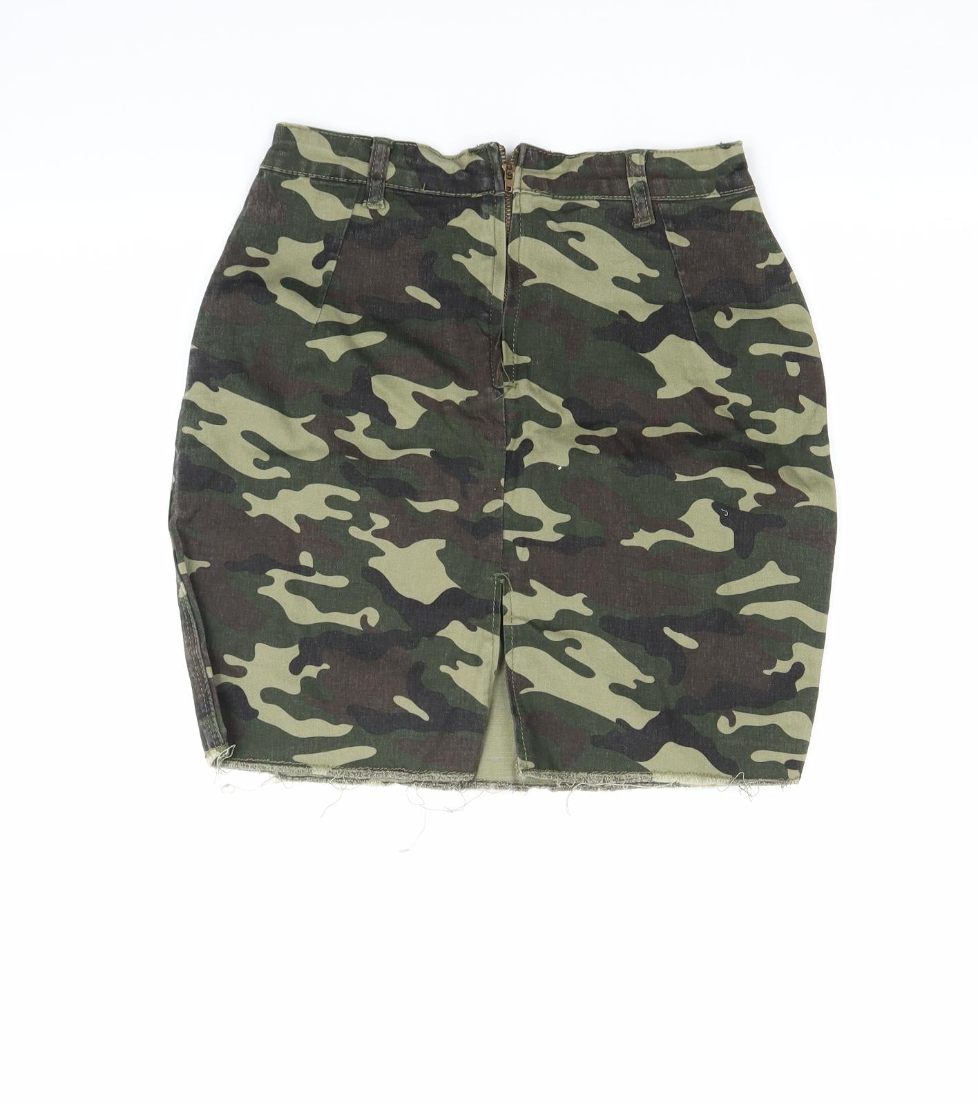 pretty little Thing Womens Green Camouflage  Mini Skirt Size 8