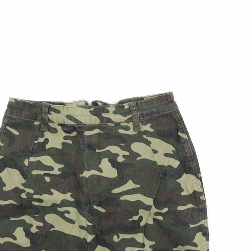pretty little Thing Womens Green Camouflage  Mini Skirt Size 8