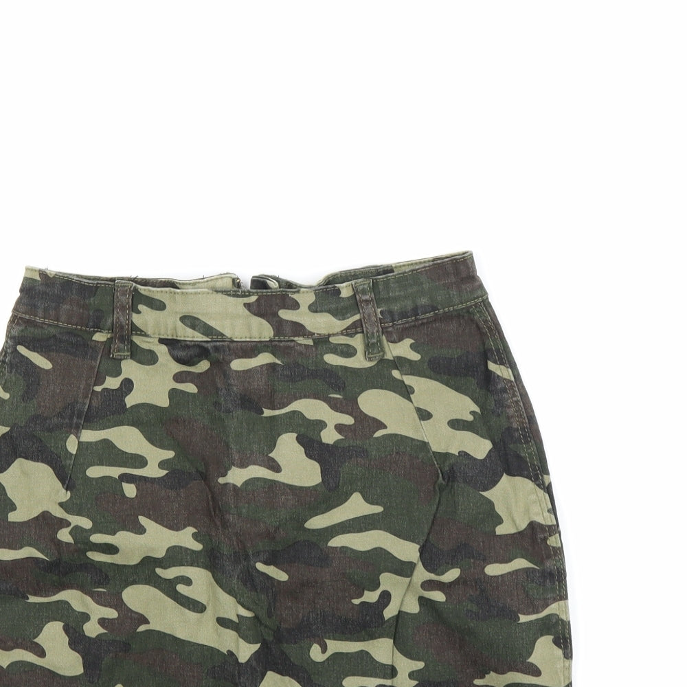 pretty little Thing Womens Green Camouflage  Mini Skirt Size 8