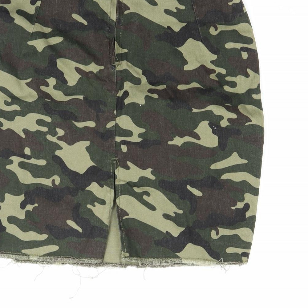 pretty little Thing Womens Green Camouflage  Mini Skirt Size 8
