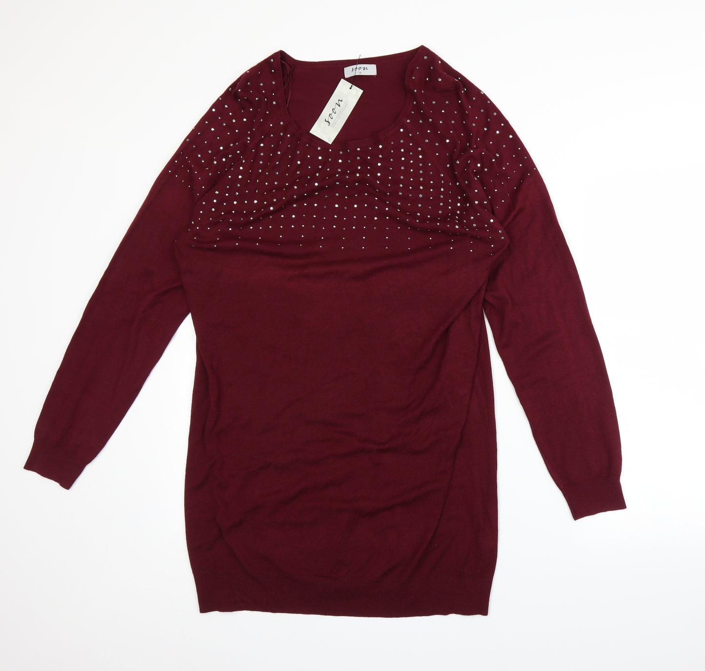 Soon Womens Red   Pullover Jumper Size 18