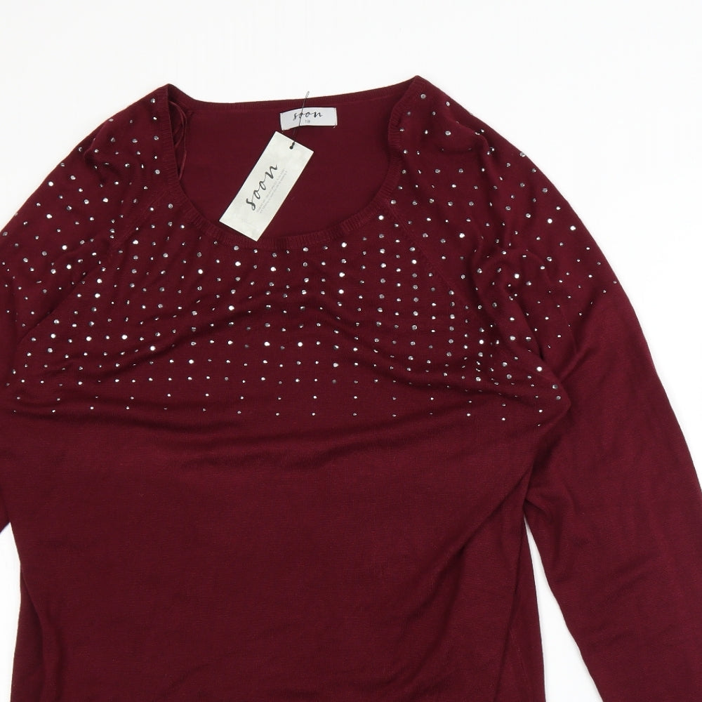 Soon Womens Red   Pullover Jumper Size 18