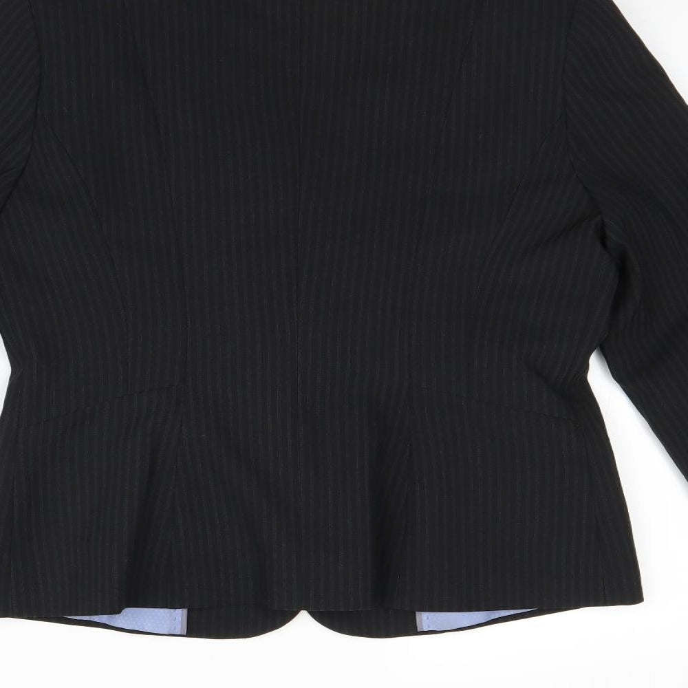 F&F Womens Black Striped  Jacket Blazer Size 14  - shoulder pads