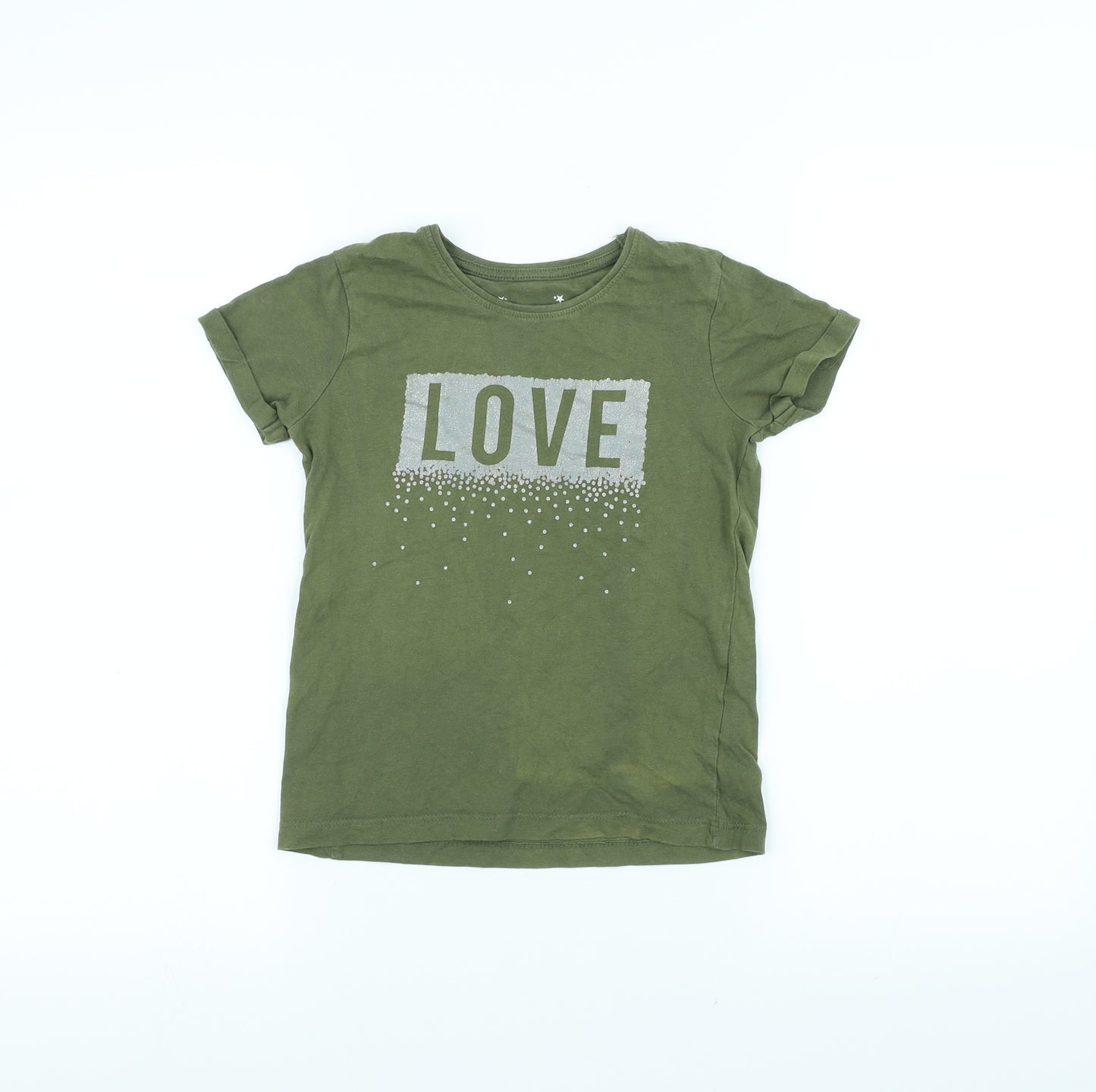 Primark Girls Green   Basic T-Shirt Size 7-8 Years  - love