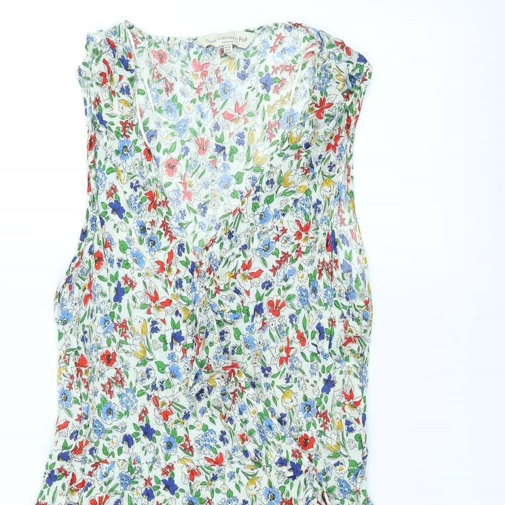 F&F Womens White Floral  A-Line  Size 12