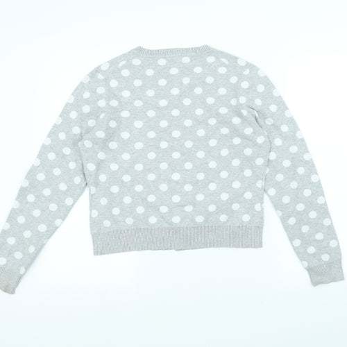 Papaya Womens Grey Polka Dot  Cardigan Jumper Size 10