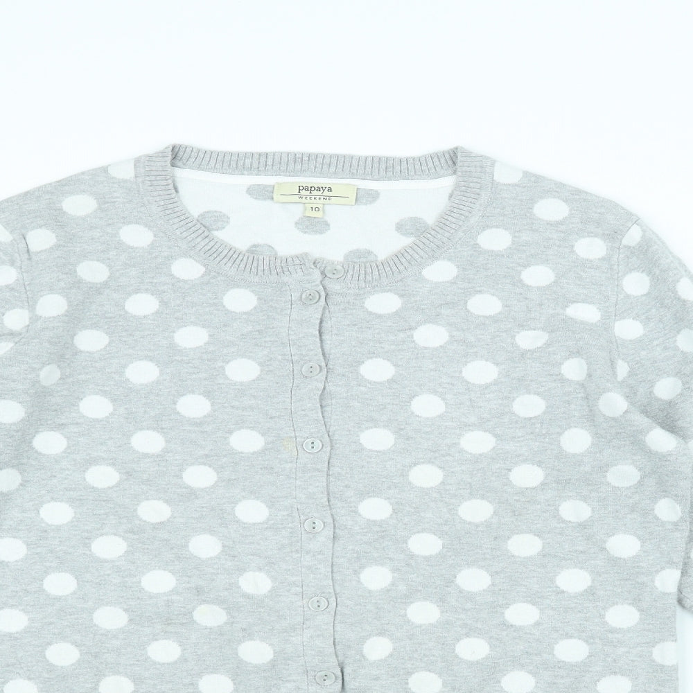 Papaya Womens Grey Polka Dot  Cardigan Jumper Size 10