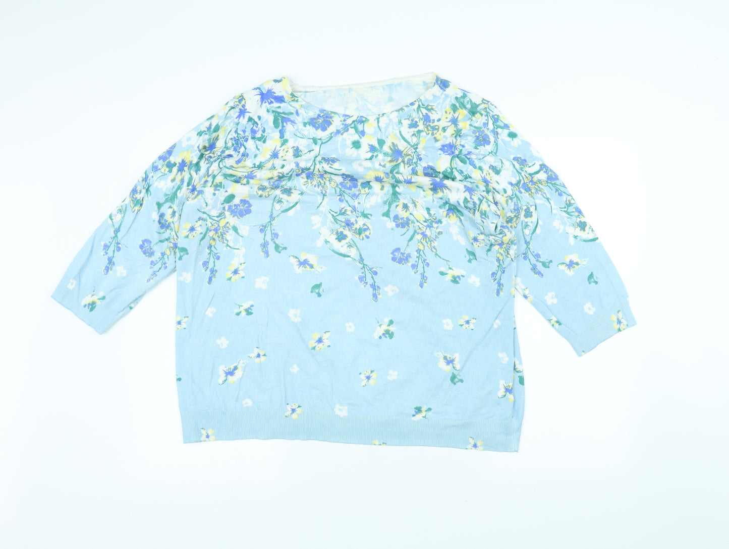 Preworn Womens Blue Floral  Pullover Jumper Size 20