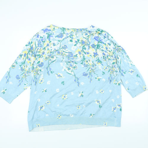 Preworn Womens Blue Floral  Pullover Jumper Size 20