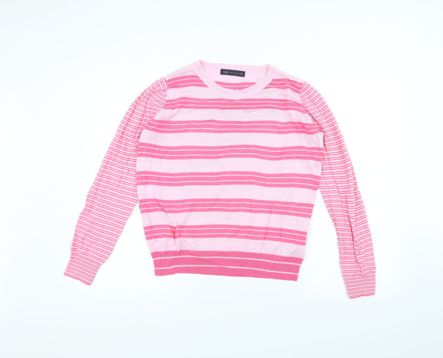 Marks and Spencer Womens Pink Striped  Pullover Jumper Size 10