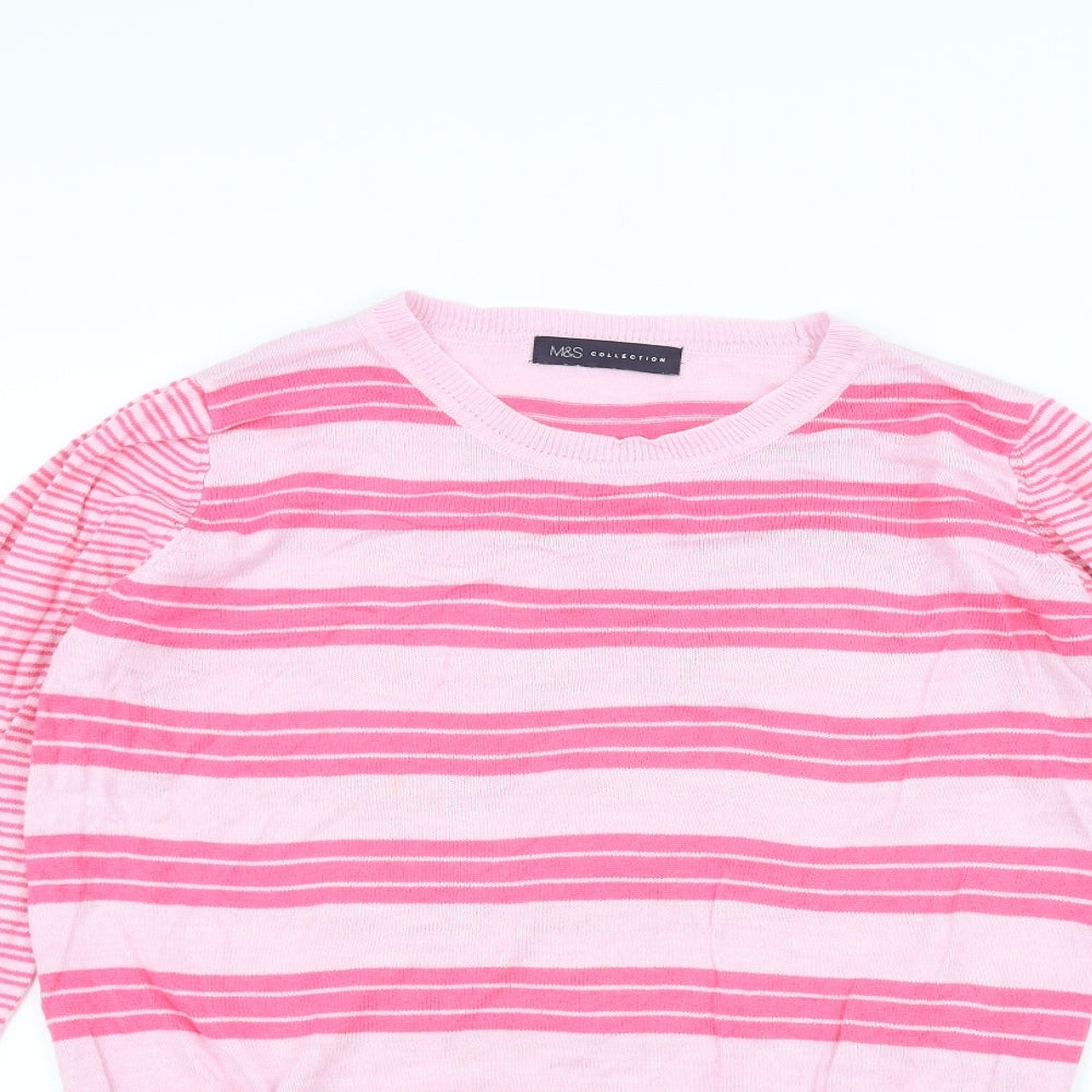 Marks and Spencer Womens Pink Striped  Pullover Jumper Size 10