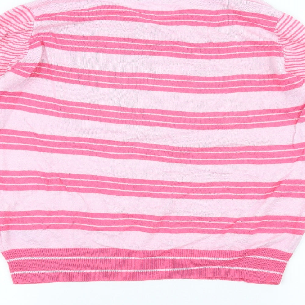 Marks and Spencer Womens Pink Striped  Pullover Jumper Size 10