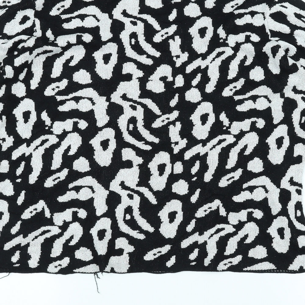 Peacocks Womens Black Animal Print  Basic T-Shirt Size 14