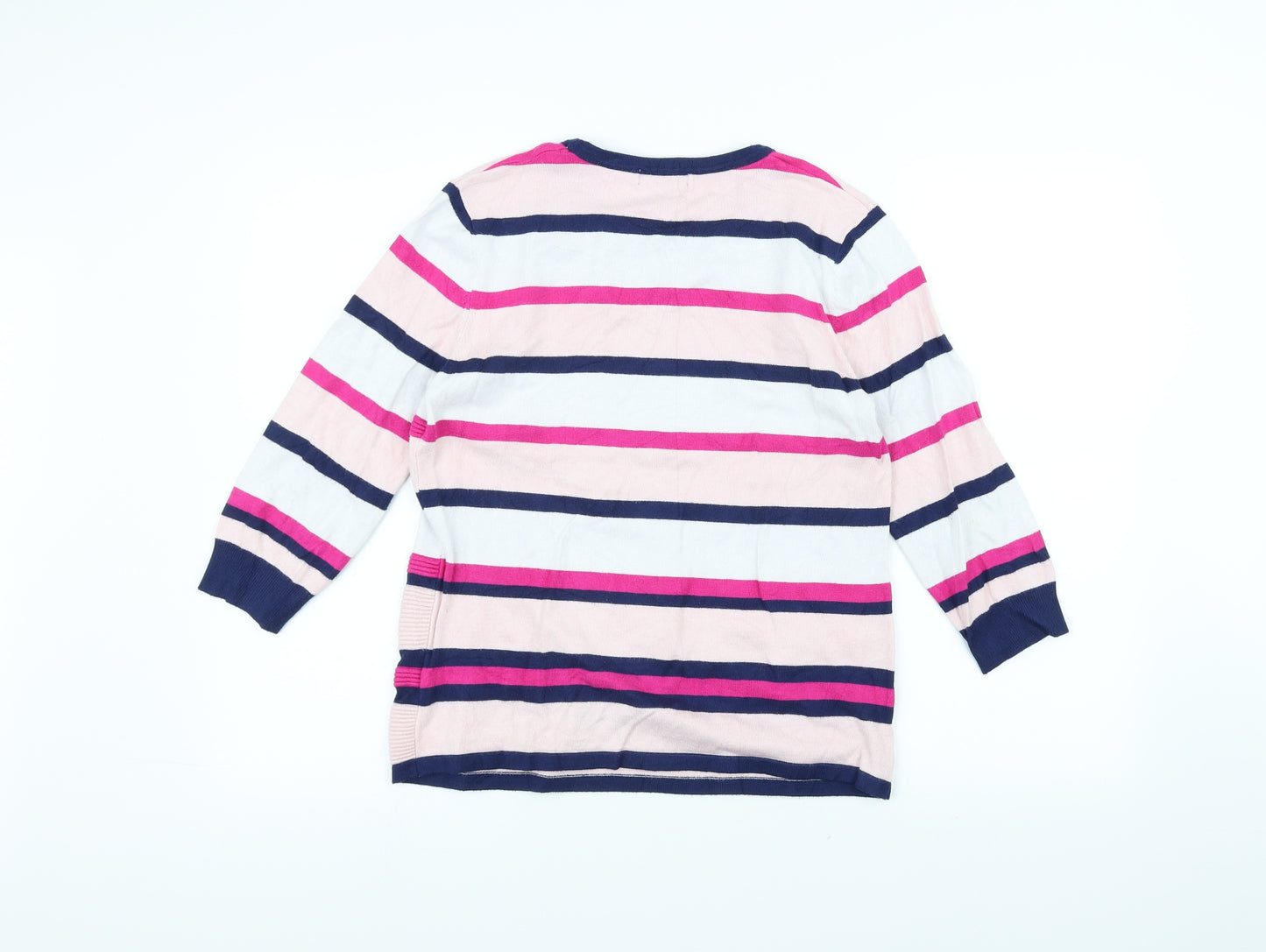 Classic Womens Pink Striped  Pullover Jumper Size M