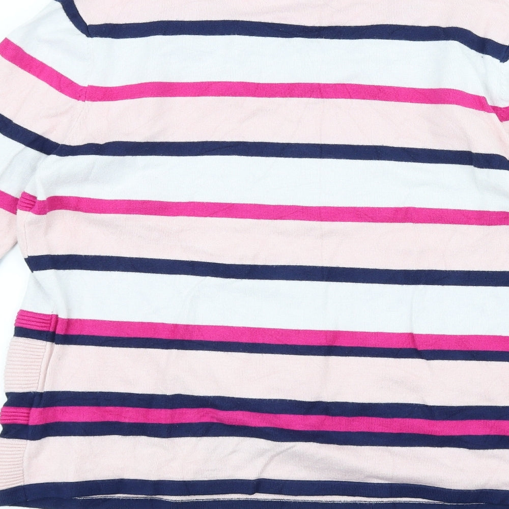 Classic Womens Pink Striped  Pullover Jumper Size M