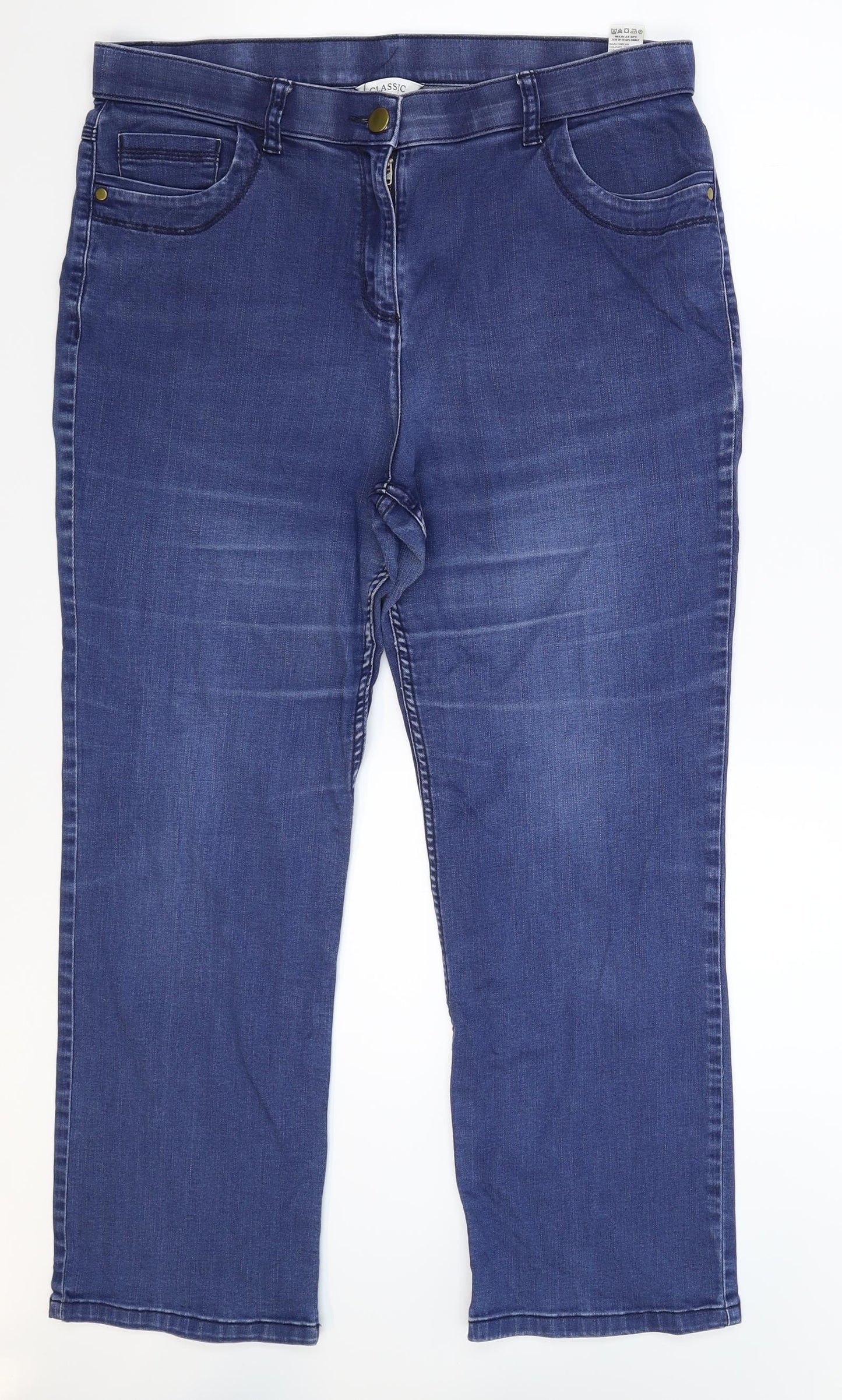 Marks and Spencer Womens Blue  Denim Straight Jeans Size 14 L25 in
