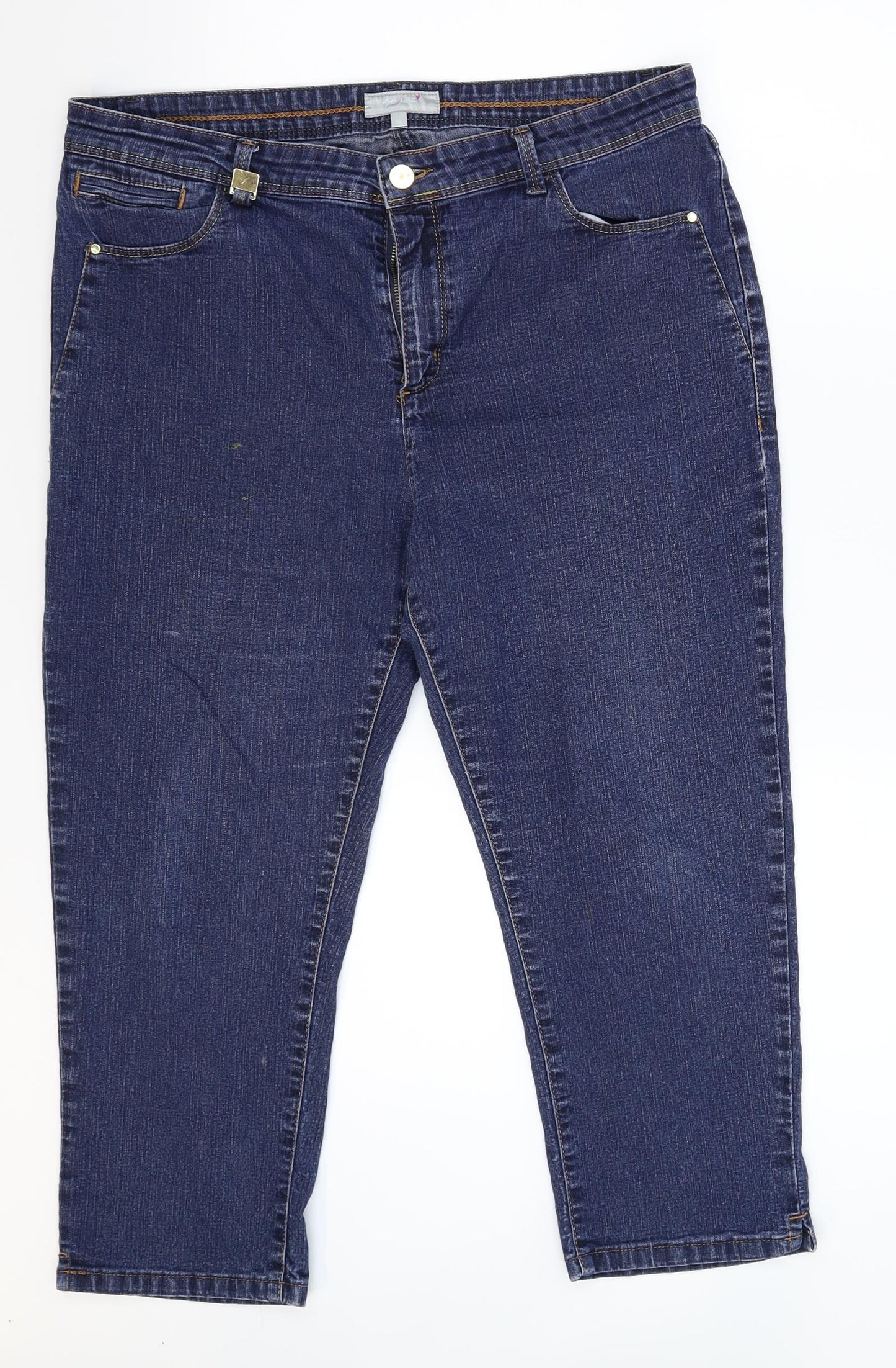 Per Una Womens Blue  Denim Cropped Jeans Size 16 L21 in