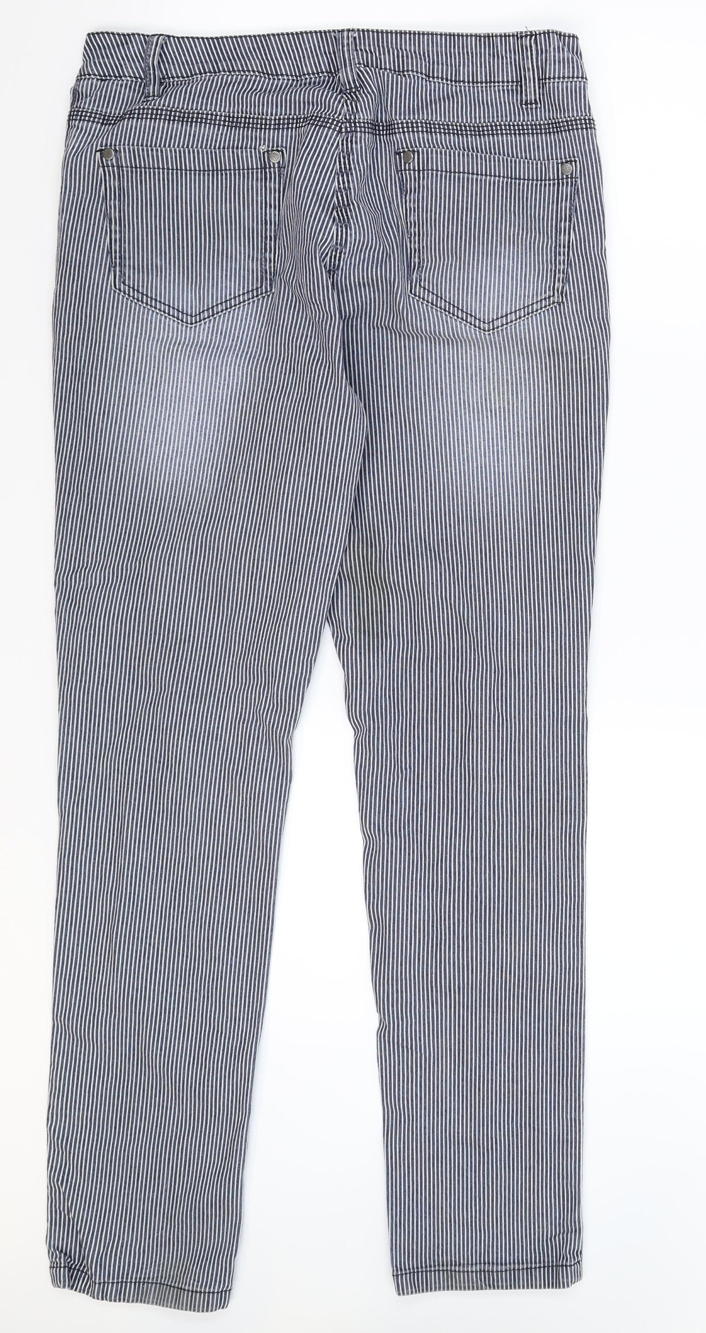 TU Womens Blue Striped Denim Skinny Jeans Size 12 L31 in