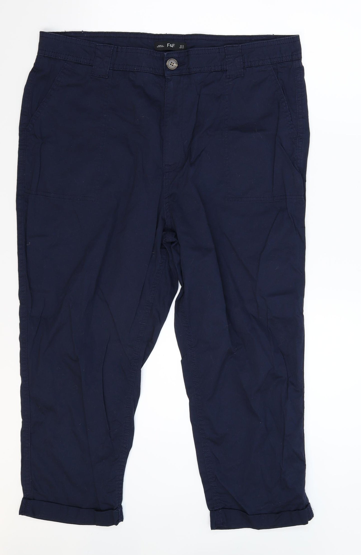 F&F Womens Blue   Cropped Trousers Size 16 L21 in