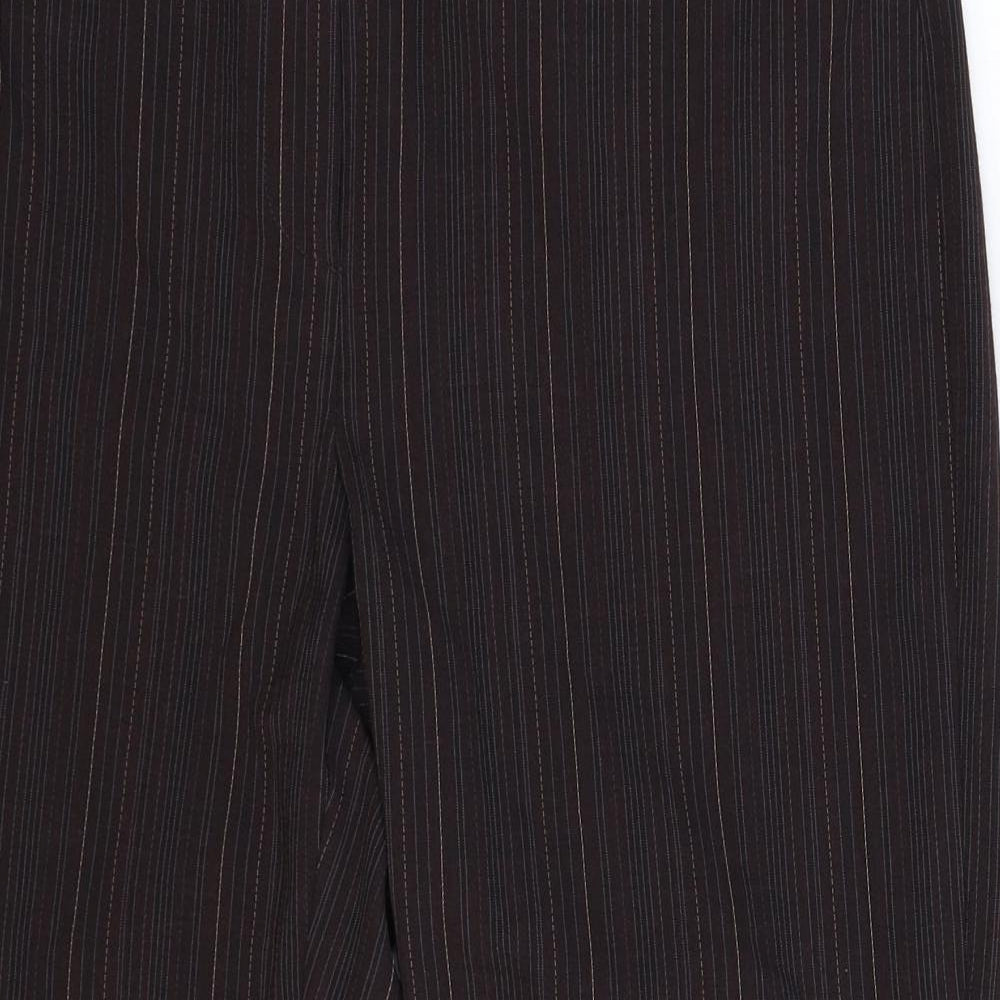 NEXT Womens Brown Striped  Cropped Trousers Size 12 L24 in