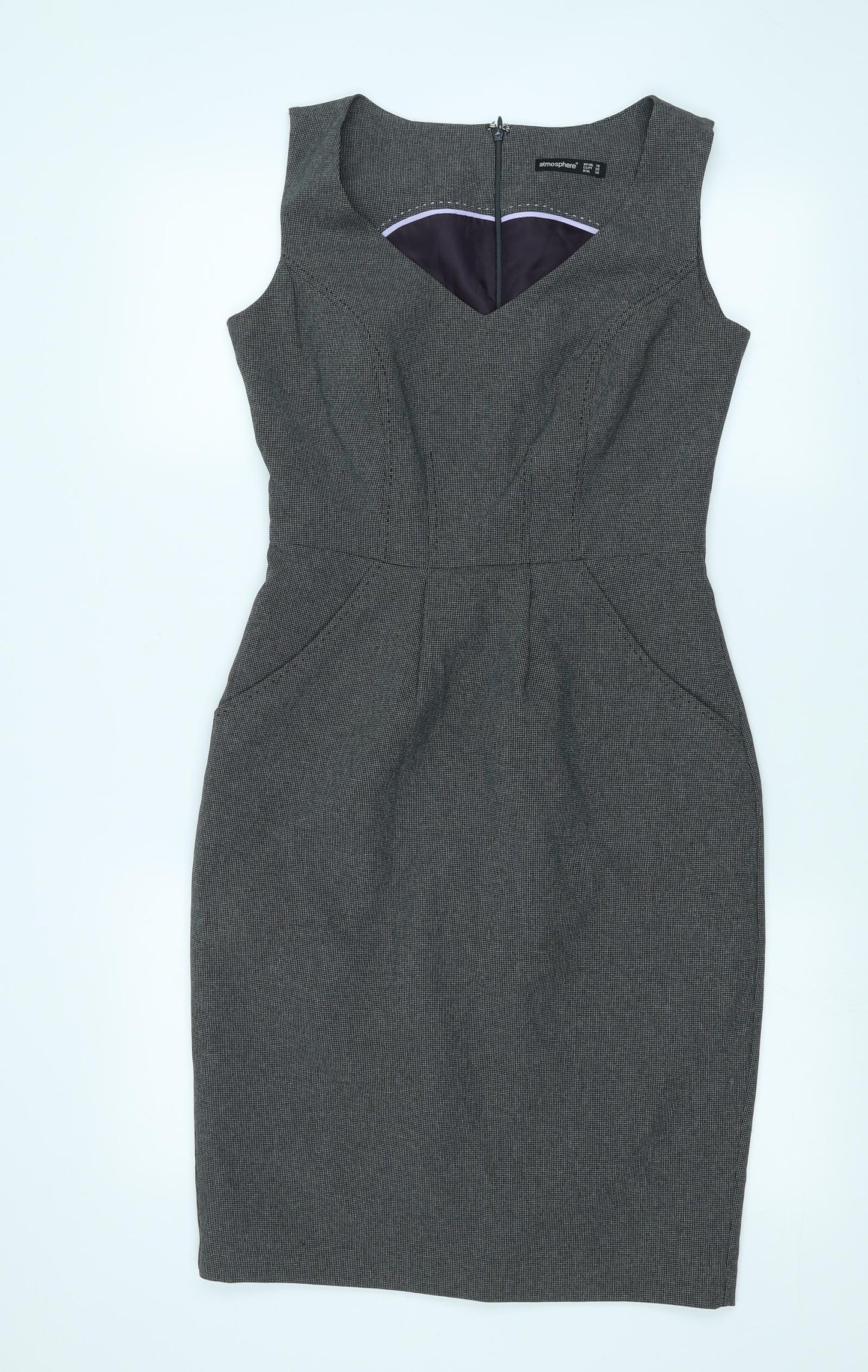 Primark Womens Grey Geometric  Pencil Dress  Size 10