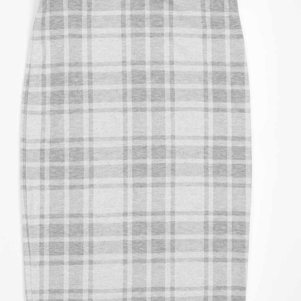 River Island Womens Grey Check  Straight & Pencil Skirt Size 12