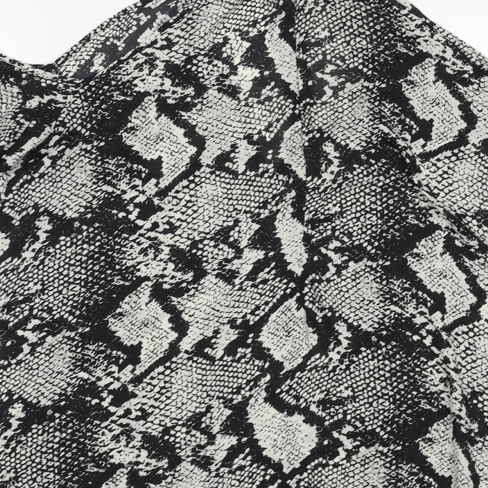 influence Womens Black Animal Print  Basic Blouse Size 10  - snake print, choker style neckline
