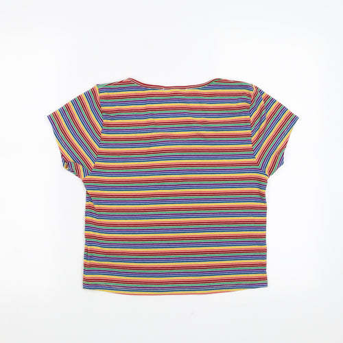 Primark Womens Multicoloured Striped  Cropped T-Shirt Size M