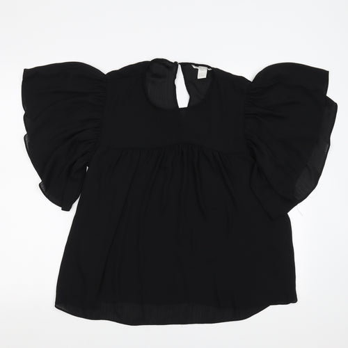 H&M Womens Black   Basic Blouse Size 10  - Sheer