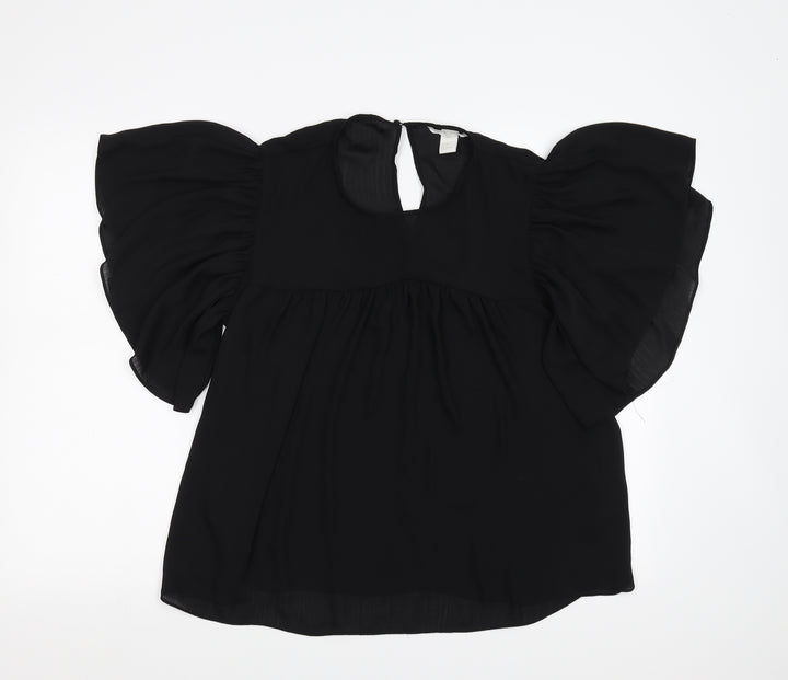 H&M Womens Black Basic Blouse Size 10 - Sheer