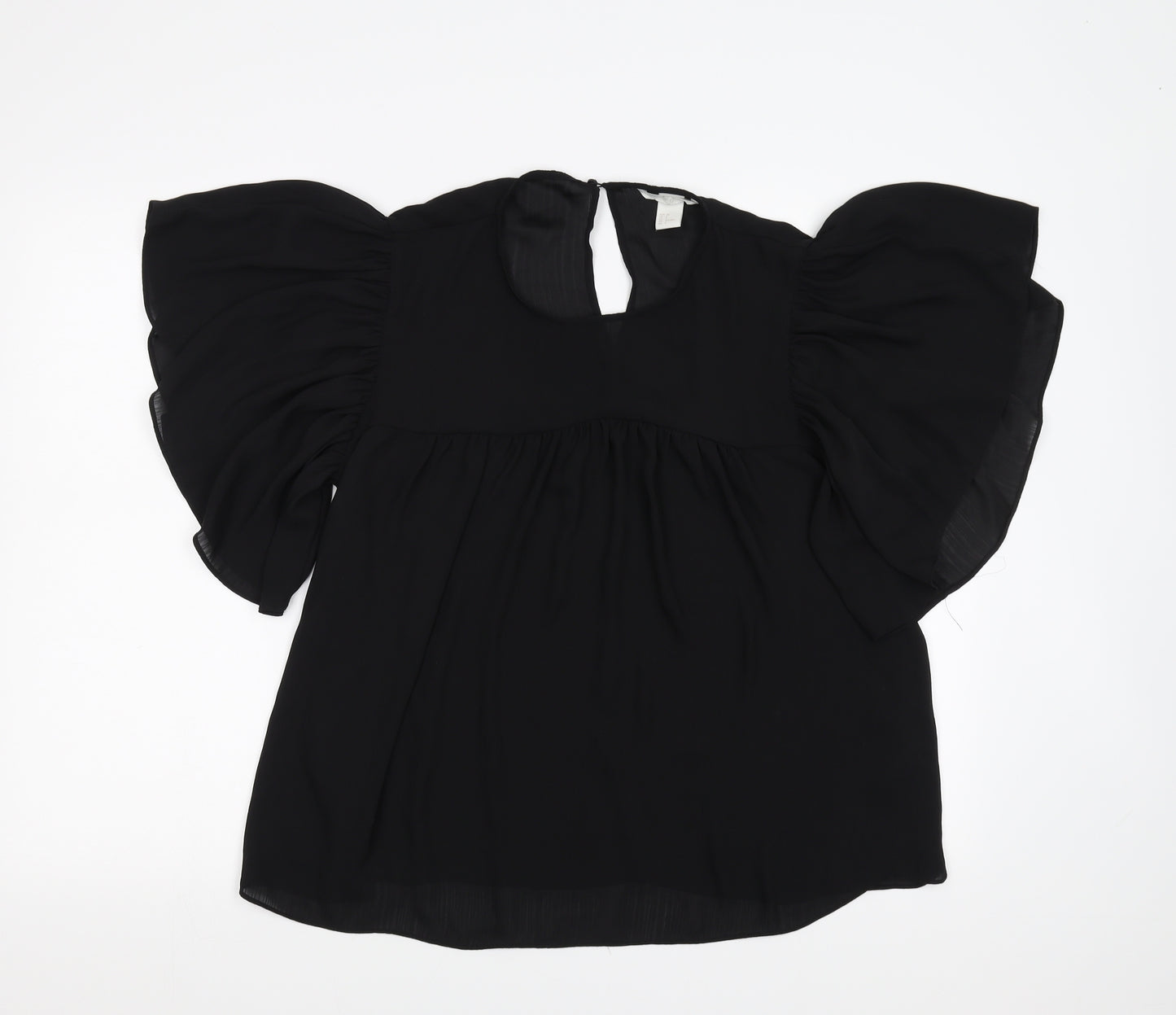 H&M Womens Black   Basic Blouse Size 10  - Sheer