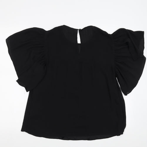 H&M Womens Black   Basic Blouse Size 10  - Sheer