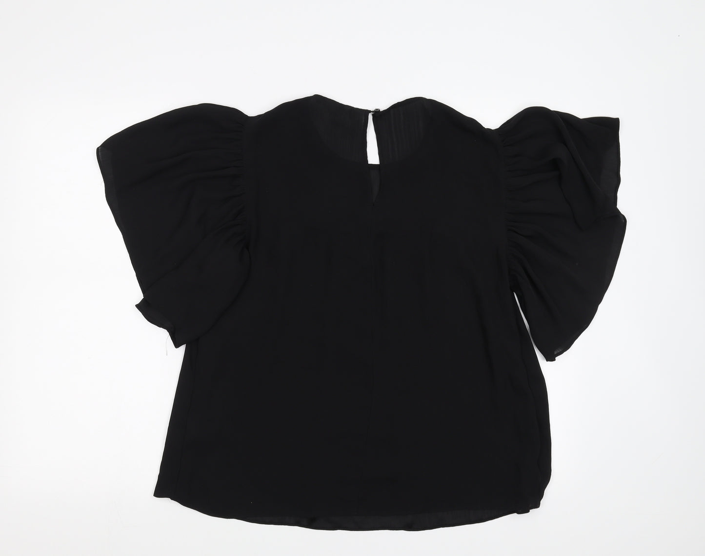 H&M Womens Black   Basic Blouse Size 10  - Sheer
