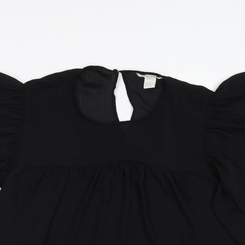 H&M Womens Black   Basic Blouse Size 10  - Sheer