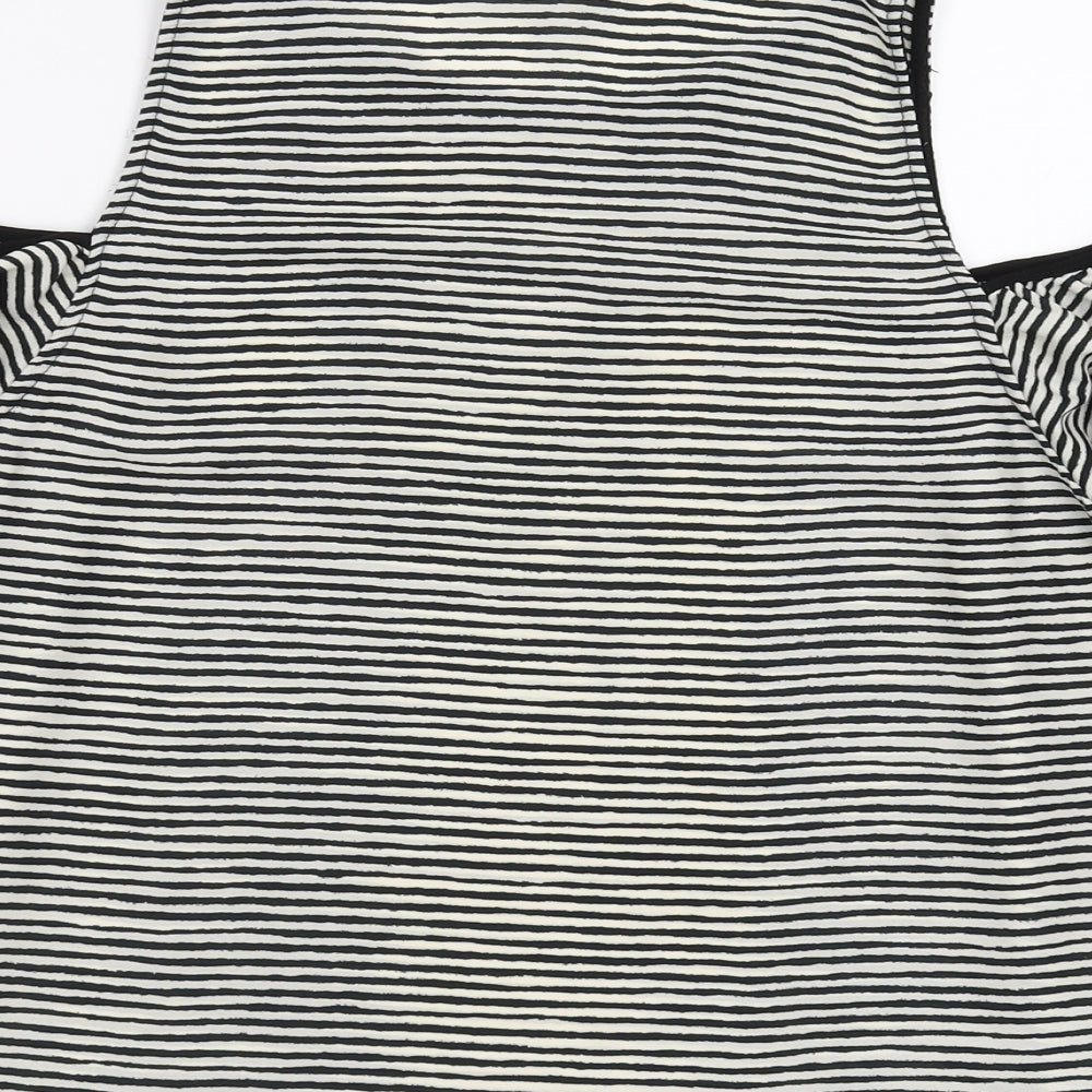 Zara Womens Black Striped  Basic Blouse Size L  - cold shoulder