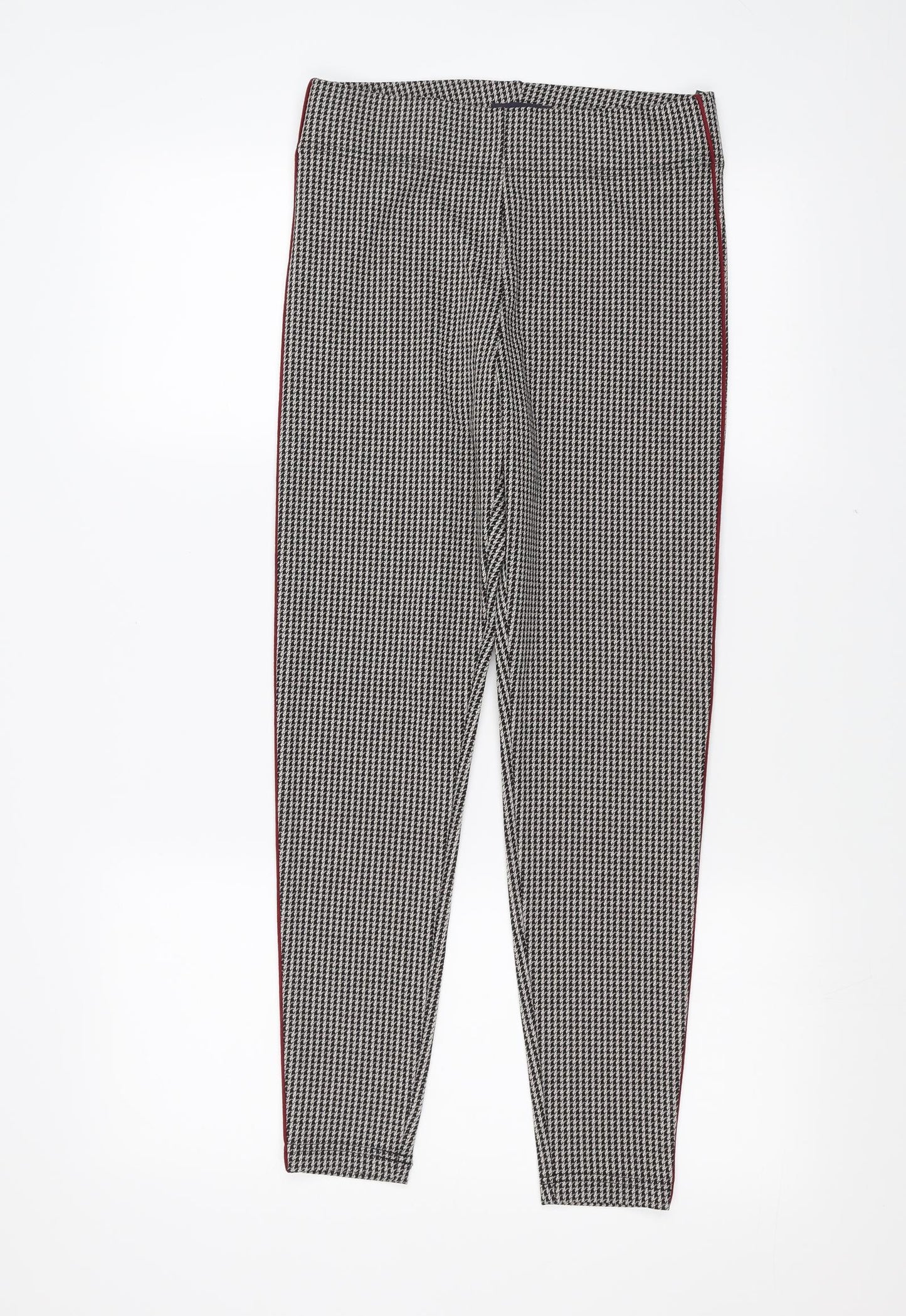 Marks and Spencer Womens Black Houndstooth  Carrot Leggings Size 8 L27 in - short Leg