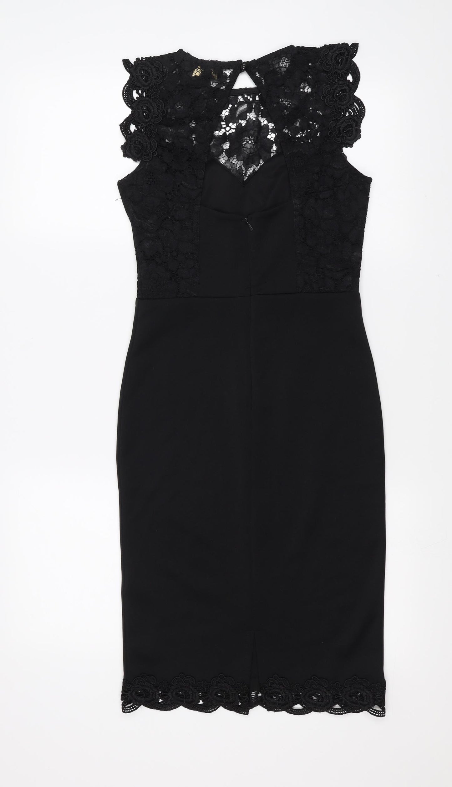 Lipsy Womens Black   Pencil Dress  Size 8  - floral lace detail