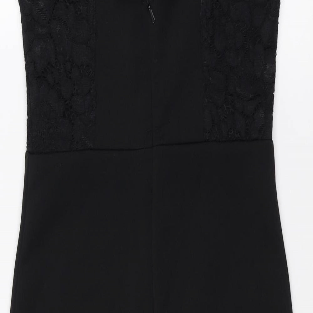 Lipsy Womens Black   Pencil Dress  Size 8  - floral lace detail