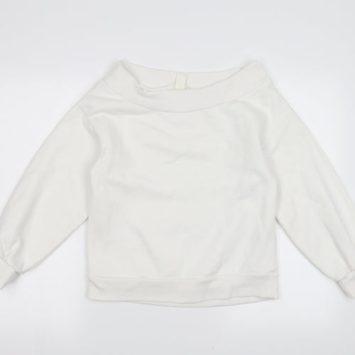 H&M Womens White   Pullover Sweatshirt Size S