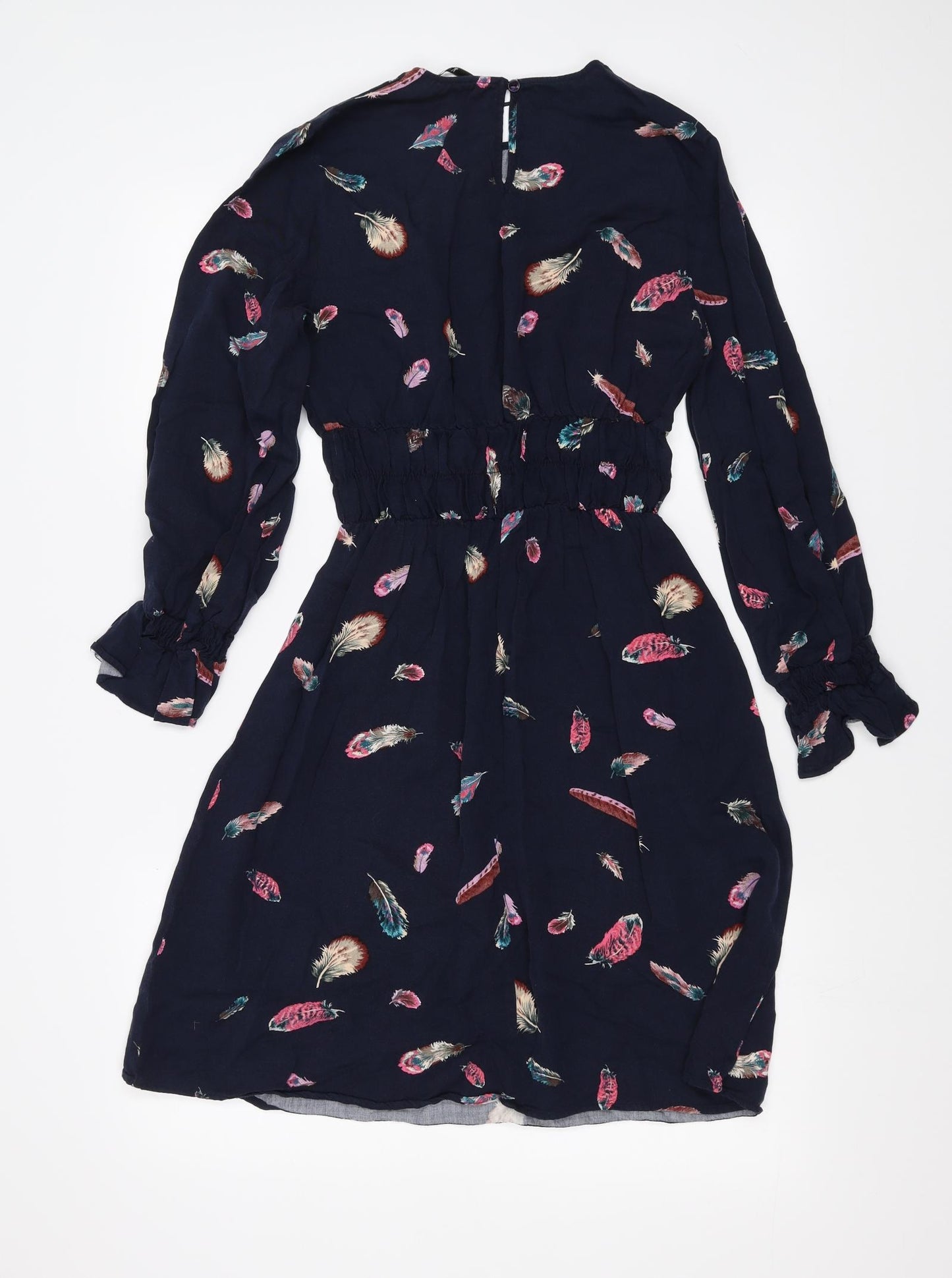 Sainsburys Womens Blue   Fit & Flare  Size 10  - Feather pattern