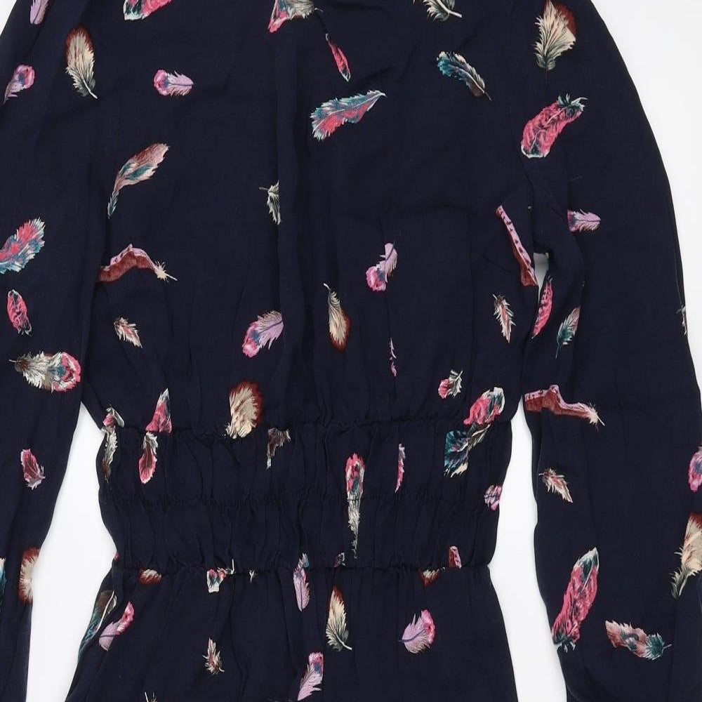 Sainsburys Womens Blue   Fit & Flare  Size 10  - Feather pattern