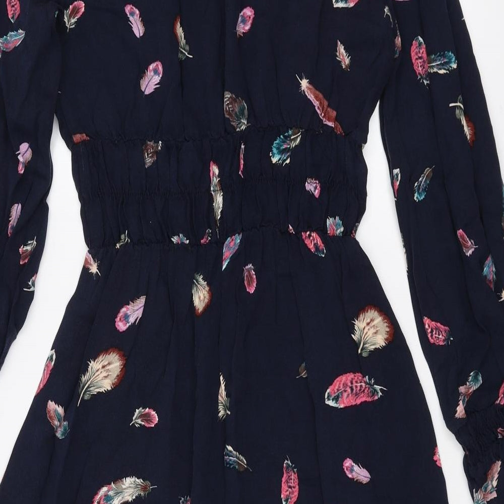 Sainsburys Womens Blue   Fit & Flare  Size 10  - Feather pattern