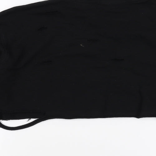 FOREVER 21 Womens Black   Pullover Sweatshirt Size M  - cropped distressed