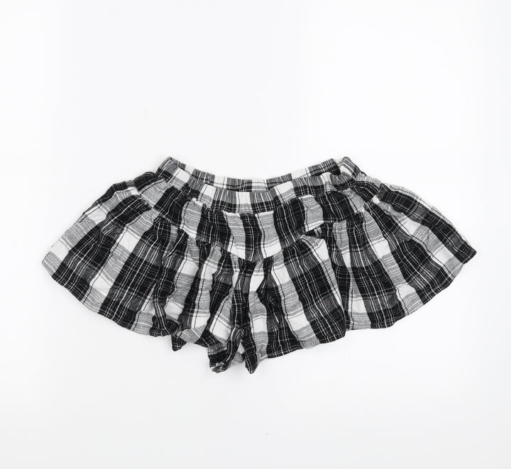 NEXT Girls Black Plaid  Hot Pants Shorts Size 7 Years