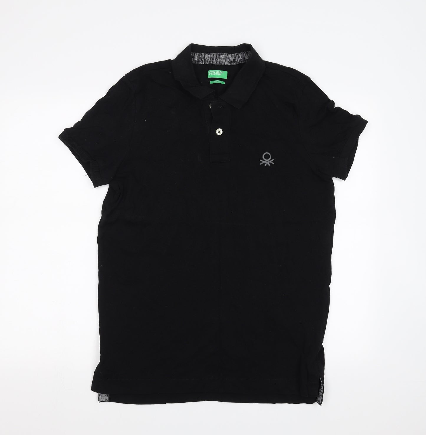 United Colors of Benetton Mens Black    Polo Size M  - Muscle Fit