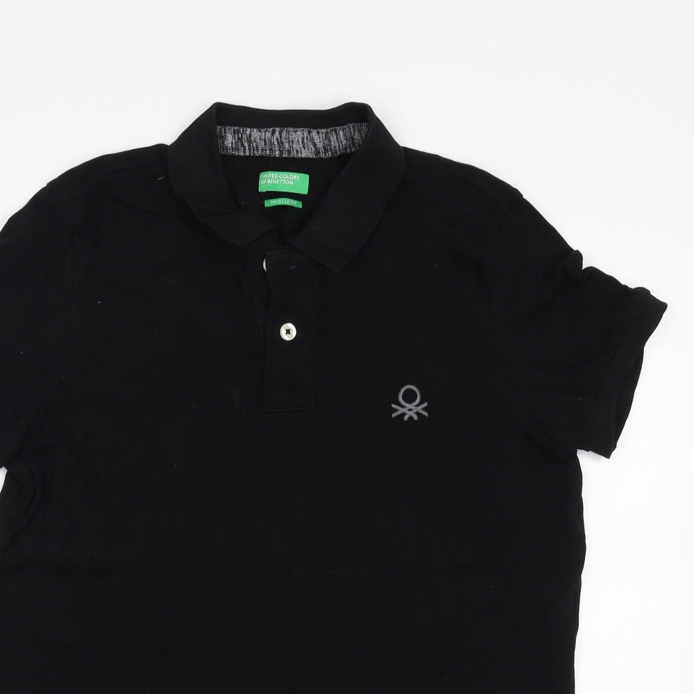 United Colors of Benetton Mens Black    Polo Size M  - Muscle Fit