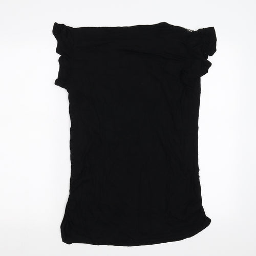 Yessica Womens Black   Basic Blouse Size L  - beaded shoulder