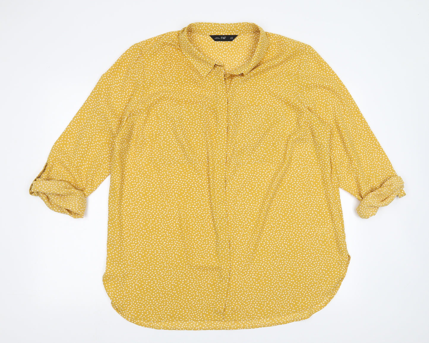 F&F Womens Yellow Geometric  Basic Blouse Size 20