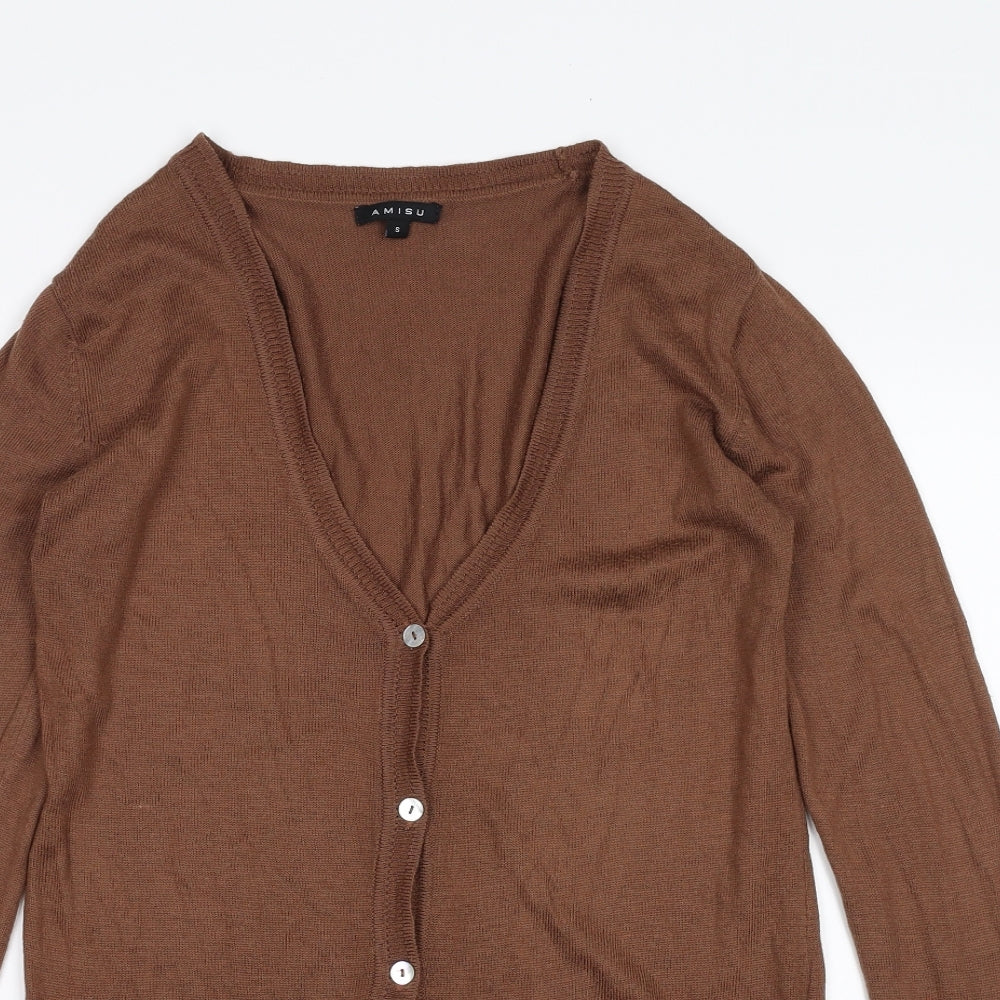 Amisu Womens Brown   Cardigan Jumper Size S