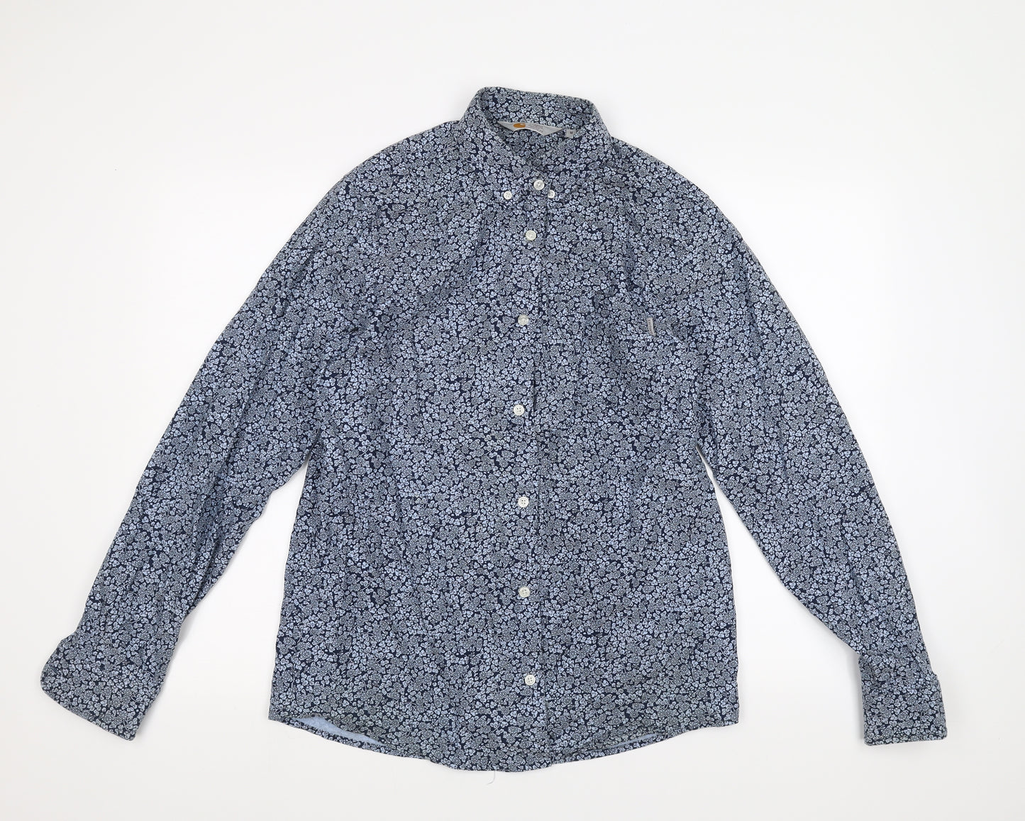 Rugged Outdoor Mens Blue Floral   Button-Up Size M